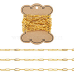 3M Brass Paperclip Chains, Flat Oval, Drawn Elongated Cable Chains, Soldered, with Spool, Cadmium Free & Nickel Free & Lead Free, Golden, 11x4.3x0.7mm(CHC-TADJ0001-04G)