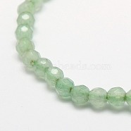 Natural Green Aventurine Beads Strands, Faceted, Round, 4mm, Hole: 1mm, about 86~93pcs/strand, 15.3 inch(G-M037-4mm-01)