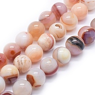 Natural Agate Beads Strands, Dyed & Heated, Round, PeachPuff, 17~18mm, Hole: 2~2.5mm, about 24~26pcs/strand, 17.3 inch~18.5 inch(44~47cm)(G-I245-40B)