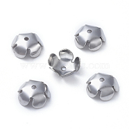 5-Petal 304 Stainless Steel Bead Caps, Flower, Stainless Steel Color, 8x3mm, Hole: 1mm(STAS-E466-26P)