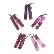Natural Lepidolite/Purple Mica Stone Pendants, for Jewelry Making, Rectangle, 48~48.5x10~10.5x4~4.5mm, Hole: 1mm(G-G827-05C)