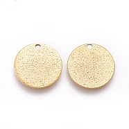 Ion Plating(IP) 304 Stainless Steel Charms, Textured, Flat Round with Bumpy, Golden, 15x1mm, Hole: 1.5mm(STAS-E455-02G-15mm)