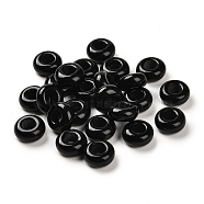 Natural Obsidian European Beads, Large Hole Beads, Rondelle, 10x4.5~5mm, Hole: 4~4.3mm(G-R488-02F)