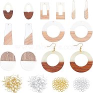 Olycraft DIY Resin Dangle Earring Making Kits, 14Pcs Teardrop & Geometry Resin & Walnut Wood Pendants, Brass Earring Hooks & 2 Styles Jump Rings, Mixed Color, 78pcs/box(DIY-OC0006-48)