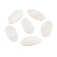 Natural Freshwater Shell Cabochons, Oval, WhiteSmoke, 29.5x14.5x3mm(BSHE-G036-10B)