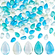 150Pcs 5 Color Transparent Glass Beads, Top Drilled Beads, Teardrop, Mixed Color, 9x6x5mm, Hole: 1mm, 30Pcs/color(GGLA-SC0001-58)