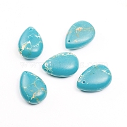 Synthetic Turquoise Pendants, Teardrop, 24.7~25x17.4~17.7x9.2~9.8mm, Hole: 1.2mm(G-I269-01A)