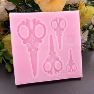 Food Grade Silicone Molds, Fondant Molds, For DIY Cake Decoration, Chocolate, Candy, UV Resin & Epoxy Resin Jewelry Making, Scissors, Hot Pink, 77x77x6mm, Inner Size: 27x63mm(DIY-I014-05)