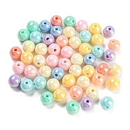 Opaque Acrylic Beads, AB Color Plated, Round, Mixed Color, 10x9mm, Hole: 2mm, about 1000pcs/500g(MACR-M035-06)