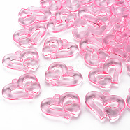 Transparent Acrylic Beads, Heart to Heart, Pearl Pink, 27x34x6mm, Hole: 3mm, about 191pcs/500g(TACR-S154-57B-903)