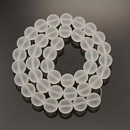 Frosted Transparent Round Glass Beads Strands, Clear, 10mm, Hole: 1mm, about 41pcs/strand, 15.7 inch(FGLA-P002-10mm-03)