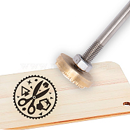 Stamping Embossing Soldering Brass with Stamp, for Cake/Wood, Scissor Pattern, 30mm(AJEW-WH0113-15-201)