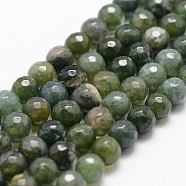 Natural Moss Agate Beads Strands, Faceted, Round, 6mm, Hole: 1mm, about 61pcs/strand, 14.9 inch~15.1 inch(G-D840-25-6mm)
