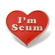 Heart with Word I'm Scum Enamel Pins, Platinum Tone Alloy Brooches for Clothes Backpack, Red, 26.5x30x1.5mm(JEWB-M029-01P)