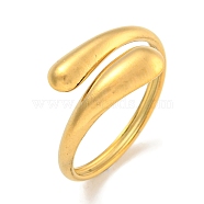 Ion Plating(IP) 304 Stainless Steel Teardrop Open Cuff Ring for Women, Real 18K Gold Plated, Inner Diameter: 18mm(RJEW-A043-19G)