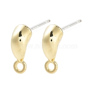 Alloy Stud Earring Finding, Golden, 14x5.5mm, Hole: 1.8mm, Pin: 0.7x13mm(FIND-U006-02G)