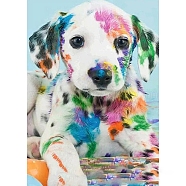 DIY Rectangle Dog Theme Diamond Painting Kits, Including Canvas, Resin Rhinestones, Diamond Sticky Pen, Tray Plate and Glue Clay, Naughty Puppy, Mixed Color, 400x300mm(DIAM-PW0004-017)