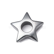 Synthetic Non-magnetic Hematite Pendants, Star Charms, Hematite Plated, 17.5x18.5x4.8mm, Hole: 5.8mm(G-F740-06)