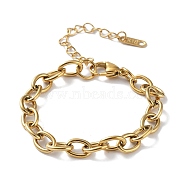 316 Surgical Stainless Steel Cable Chain Bracelet, Oval Link Chain Bracelet, Golden, 6-1/8 inch(15.5cm)(BJEW-M305-09G)