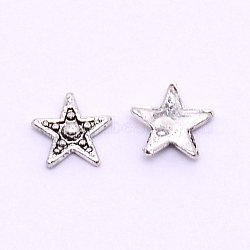 Alloy Cabochons, Nail Art Decoration Accessories for Women, Star, Antique Silver, 5.5x6x1.2mm(MRMJ-WH0071-09-AS)