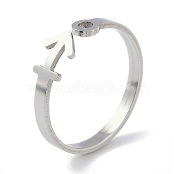 Non-Tarnish Constellations 304 Stainless Steel Open Cuff Ring for Women, Stainless Steel Color, Sagittarius, Inner Diameter: 17.5~18.5mm(RJEW-L122-001P-07)