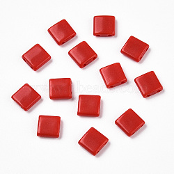Opaque Acrylic Slide Charms, Square, Red, 5.2x5.2x2mm, Hole: 0.8mm.(OACR-Z010-01X)