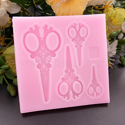 Food Grade Silicone Molds, Fondant Molds, For DIY Cake Decoration, Chocolate, Candy, UV Resin & Epoxy Resin Jewelry Making, Scissors, Hot Pink, 77x77x6mm, Inner Size: 27x63mm(DIY-I014-05)