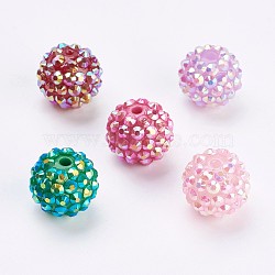 Resin Rhinestone Beads, Round, AB Color, Mixed Color, 16mm, Hole: 1~2mm(FIND-P027-G)