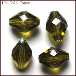 Imitation Austrian Crystal Beads, Grade AAA, Faceted, Bicone, Olive, 10x13mm, Hole: 0.9~1mm(SWAR-F054-13x10mm-19)
