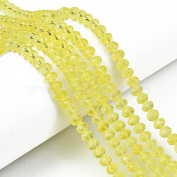 Glass Beads Strands, Faceted, Rondelle, Yellow, 3.5~3.8x3mm, Hole: 0.4mm, about 113~115pcs/strand, 12.80~12.99 inch(32.5~33cm)(EGLA-A044-T3mm-D29)