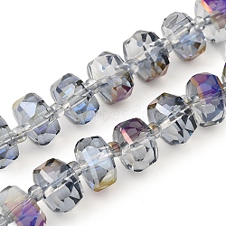 Transparent Electroplate Glass Beads Strands, Pearl Luster Plated, Faceted, Rondelle, Gray, 10x6mm, Hole: 1.2mm, about 60pcs/strand, 19.69''(50cm)(EGLA-P062-01A-HR02)