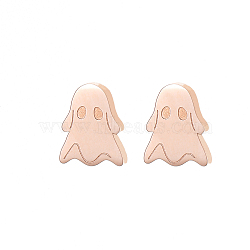 Halloween Fashion Stud Earrings for Women, Rose Gold, Ghost, 8.5x7mm(XB1875-6)