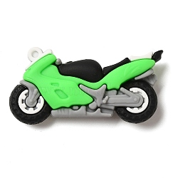 PVC Plastic Pendants, Motorbike, Lime, 30x59x12mm, Hole: 2.5mm(KY-N023-01A)