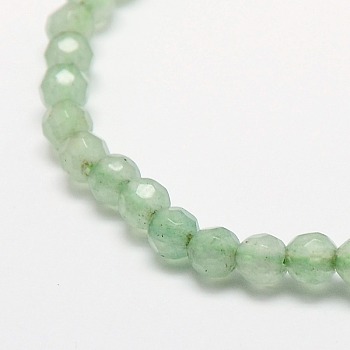 Natural Green Aventurine Beads Strands, Faceted, Round, 4mm, Hole: 1mm, about 86~93pcs/strand, 15.3 inch