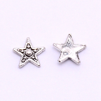 Alloy Cabochons, Nail Art Decoration Accessories for Women, Star, Antique Silver, 5.5x6x1.2mm