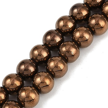 Electroplated Synthetic Magnetic Hematite Beads Strands, Grade AAA, Round, Coffee Plated, 8mm, Hole: 1.2mm, about 52pcs/strand, 16.14''(41cm)