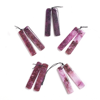 Natural Lepidolite/Purple Mica Stone Pendants, for Jewelry Making, Rectangle, 48~48.5x10~10.5x4~4.5mm, Hole: 1mm