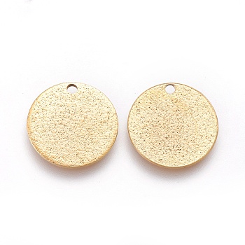 Ion Plating(IP) 304 Stainless Steel Charms, Textured, Flat Round with Bumpy, Golden, 15x1mm, Hole: 1.5mm