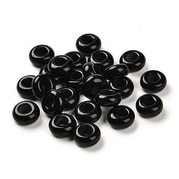 Natural Obsidian European Beads, Large Hole Beads, Rondelle, 10x4.5~5mm, Hole: 4~4.3mm