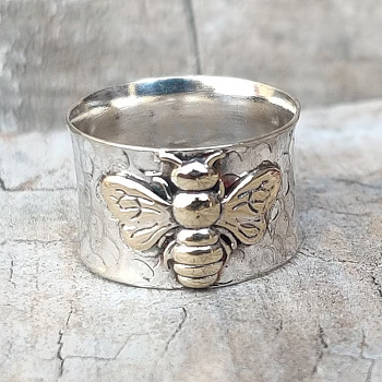 Bohemian Style Alloy Finger Rings, Bees, Platinum, US Size 8(18.1mm)