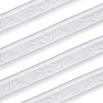 2Pcs PVC Foam 3D Self-Adhesive Waterproof Wallpaper Border, Flower Lines Skirting Stickers Wall Trim for Living Room Home Office Hotel DIY Decoration, White, 40mm, 2.3m/roll, 1 roll/pc