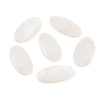 Natural Freshwater Shell Cabochons, Oval, WhiteSmoke, 29.5x14.5x3mm