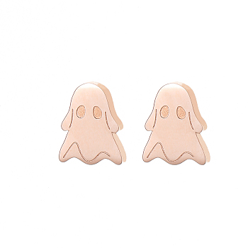 Halloween Fashion Stud Earrings for Women, Rose Gold, Ghost, 8.5x7mm