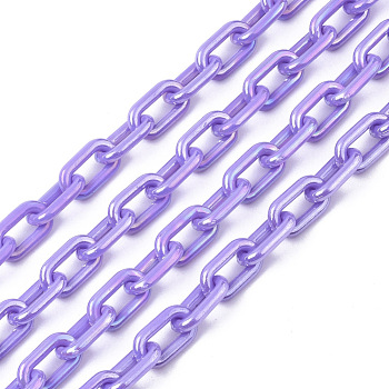 Acrylic Opaque Cable Chains, AB Color, Oval, Medium Purple, 13x8x2mm, 19.68 inch(50cm)/strand