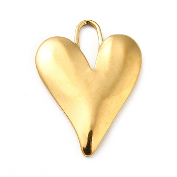 Ion Plating(IP) 304 Stainless Steel Pendants, Heart Charms, Real 18K Gold Plated, 33x25x3mm, Hole: 11.5x4.5mm