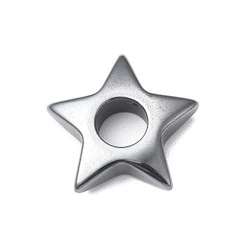 Synthetic Non-magnetic Hematite Pendants, Star Charms, Hematite Plated, 17.5x18.5x4.8mm, Hole: 5.8mm