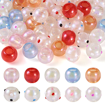 Pandahall 50Pcs 10 Colors Opaque Acrylic Beads, AB Color, Round, Mixed Color, 15.5x12.5mm, Hole: 7.8mm, 5pcs/color