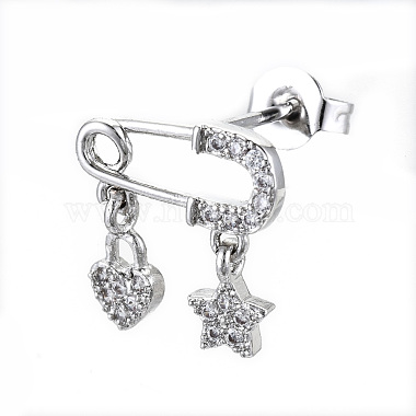 Brass Micro Pave Clear Cubic Zirconia Dangle Stud Earrings(EJEW-N011-37P-NF)-4