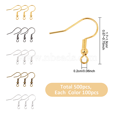 500Pcs 5 Colors Iron Earring Hooks(IFIN-YW0004-06)-2