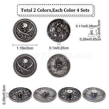 Gorgecraft 8 Sets 2 Style Alloy Coin Screwback Rivets(FIND-GF0004-31)-2